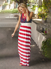 Thumbnail for Women's American Flag Print Tank Top Dress - K -