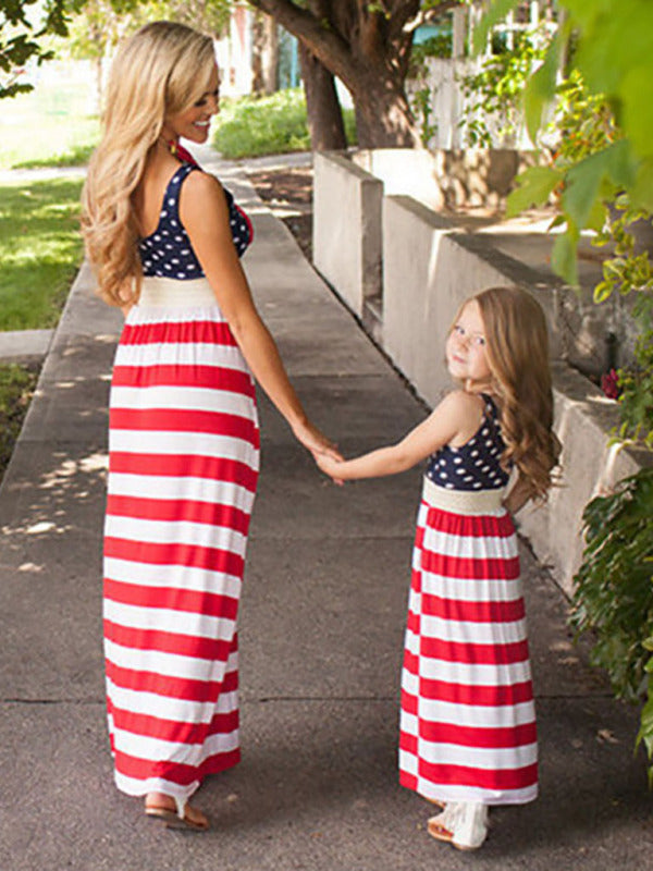 Women's American Flag Print Tank Top Dress - K -