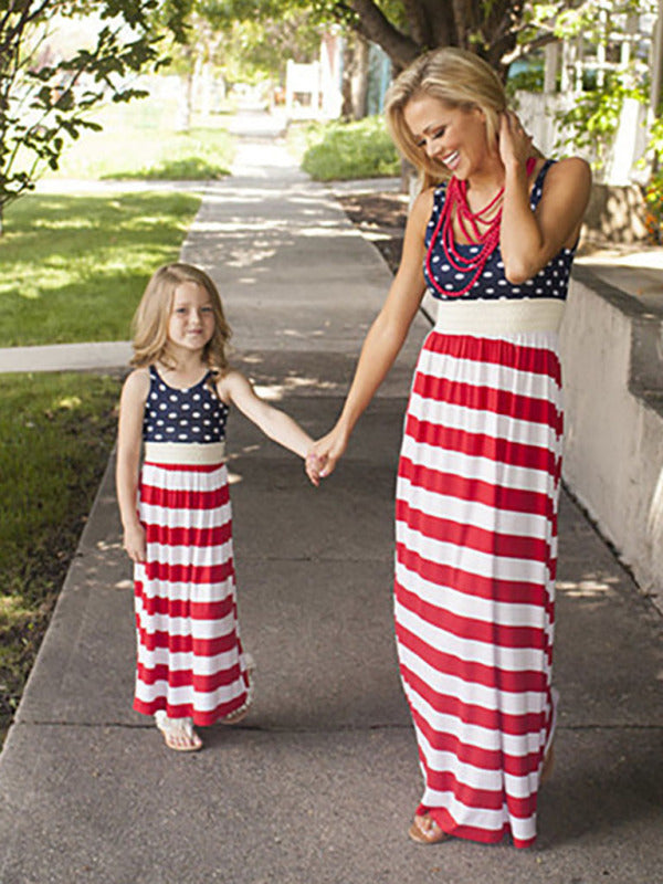 Women's American Flag Print Tank Top Dress - K -