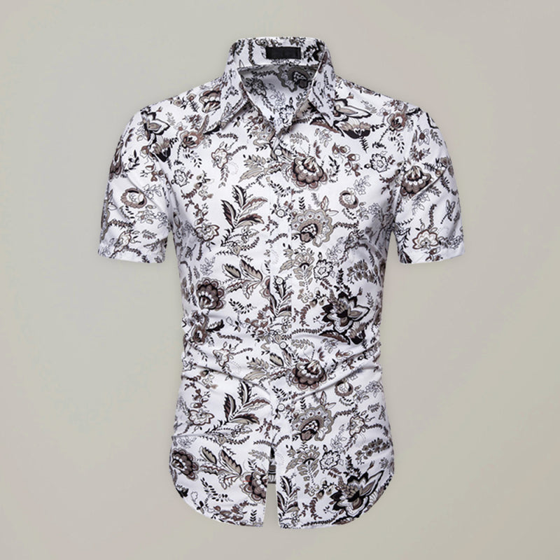 Men's Summer Fashion Short Sleeve Printed Shirt - K - BD -