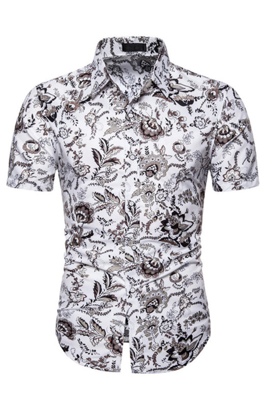 Men's Summer Fashion Short Sleeve Printed Shirt - K - BD -