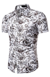 Thumbnail for Men's Summer Fashion Short Sleeve Printed Shirt - K - BD -