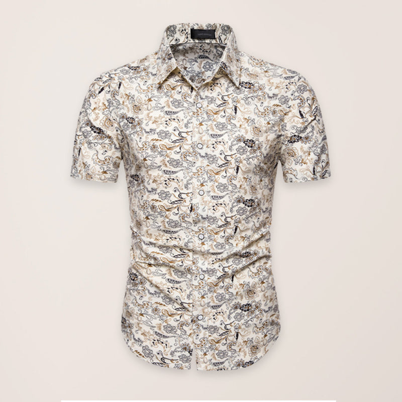 Men's Summer Fashion Printed Short Sleeve Shirts - K - BD -