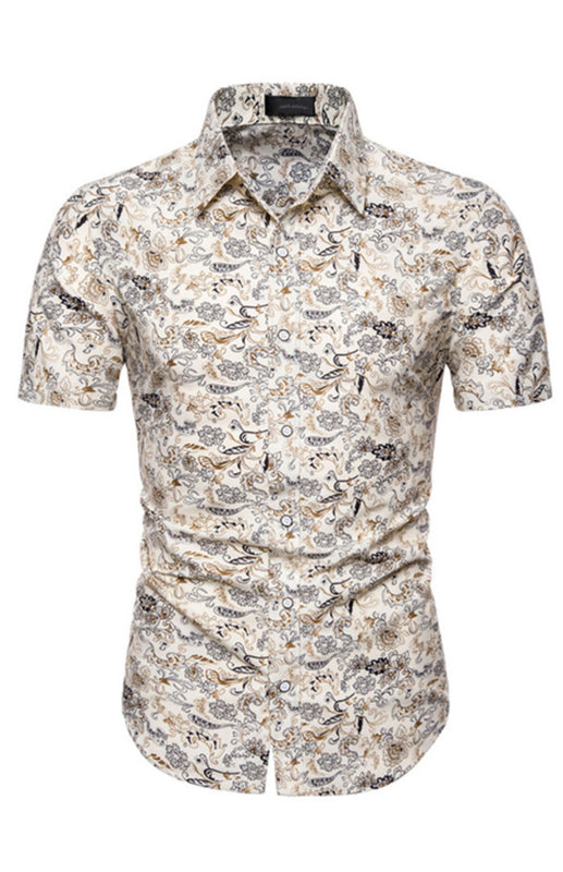 Men's Summer Fashion Printed Short Sleeve Shirts - K - BD -