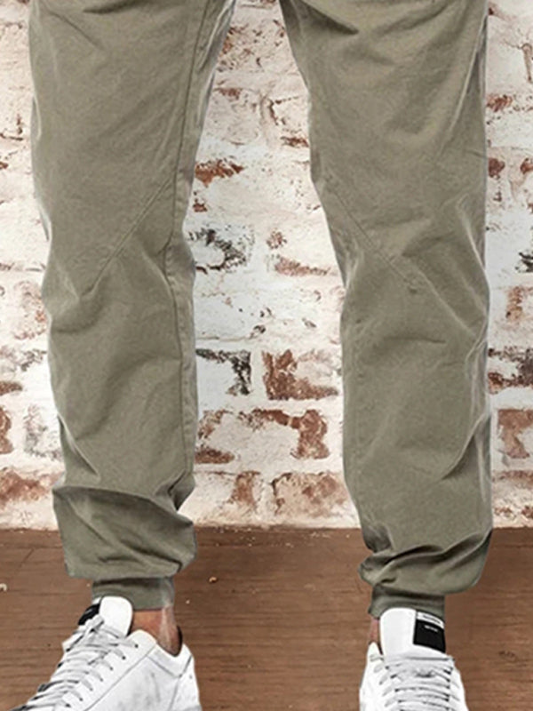 Men's Drawstring Waist Solid Color Cargo Pants - K - 2 COLORS -