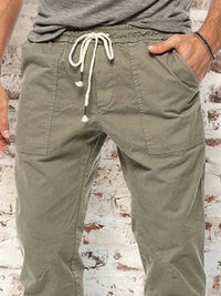 Thumbnail for Men's Drawstring Waist Solid Color Cargo Pants - K - 2 COLORS -