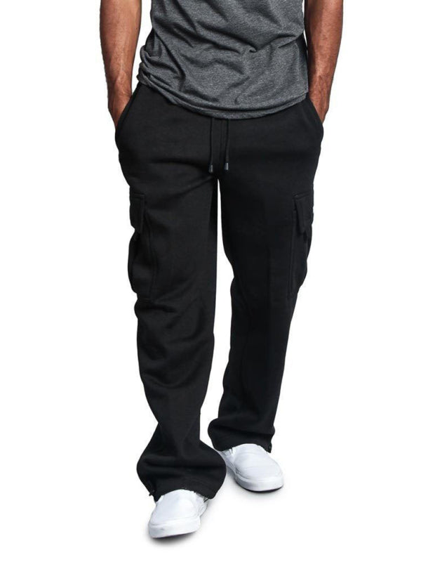 Men's Solid Color Drawstring Waist Cargo Pants - K - 4 COLORS -