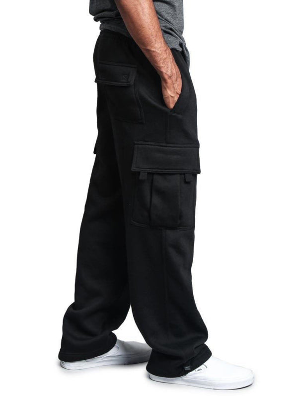 Men's Solid Color Drawstring Waist Cargo Pants - K - 4 COLORS -