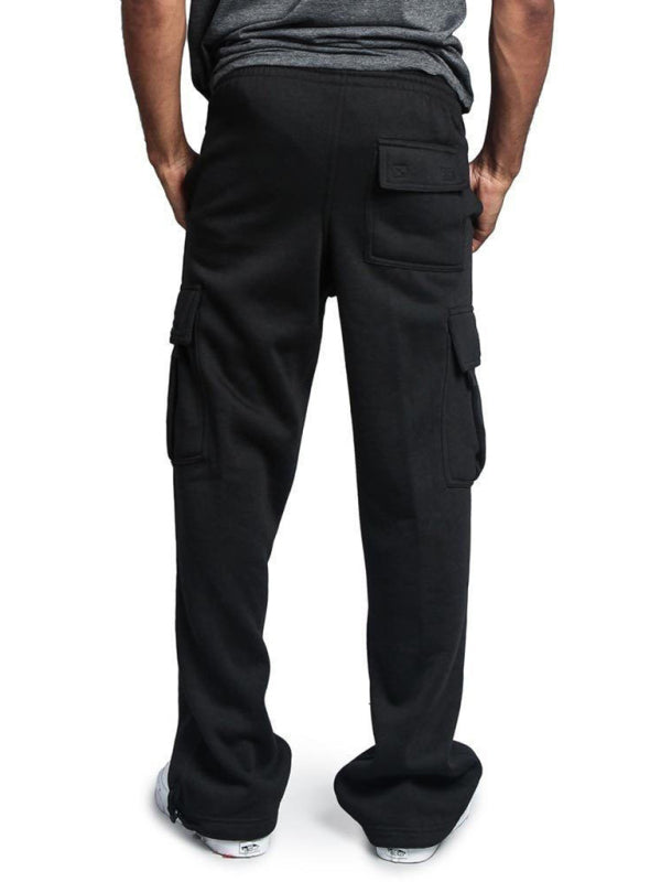 Men's Solid Color Drawstring Waist Cargo Pants - K - 4 COLORS -