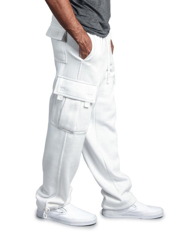 Men's Solid Color Drawstring Waist Cargo Pants - K - 4 COLORS -