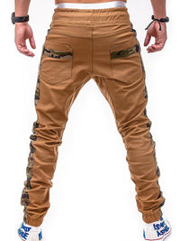 Thumbnail for Men's Camouflage Patchwork Drawstring Waist Cargo Pants - K - 3 COLORS -