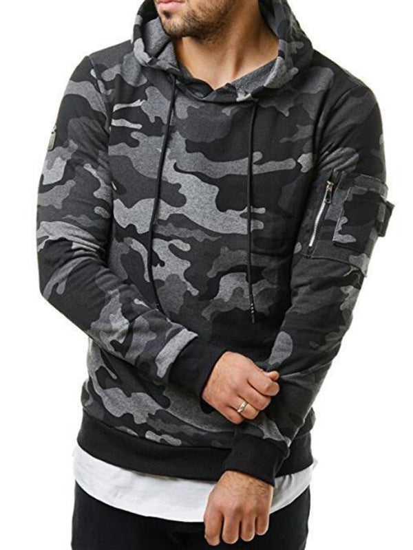 Men's Camouflage Pocket Long-sleeved Hoodie - K - 2 CAMO COLORS -