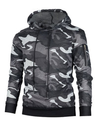 Thumbnail for Men's Camouflage Pocket Long-sleeved Hoodie - K - 2 CAMO COLORS -