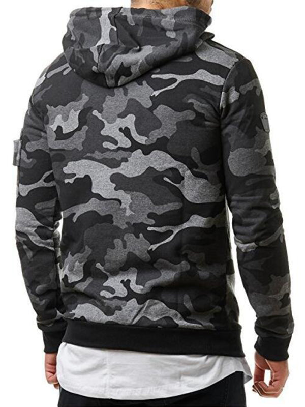 Men's Camouflage Pocket Long-sleeved Hoodie - K - 2 CAMO COLORS -