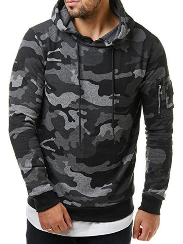 Men's Camouflage Pocket Long-sleeved Hoodie - K - 2 CAMO COLORS -