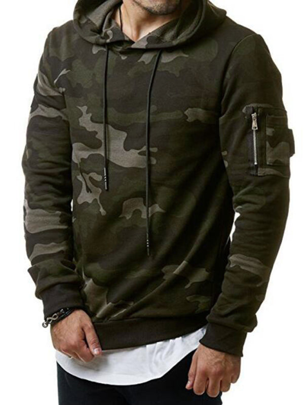 Men's Camouflage Pocket Long-sleeved Hoodie - K - 2 CAMO COLORS -