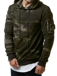 Thumbnail for Men's Camouflage Pocket Long-sleeved Hoodie - K - 2 CAMO COLORS -