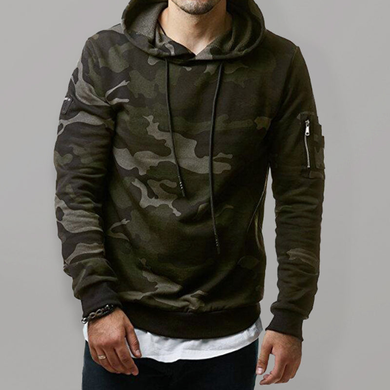 Men's Camouflage Pocket Long-sleeved Hoodie - K - 2 CAMO COLORS -