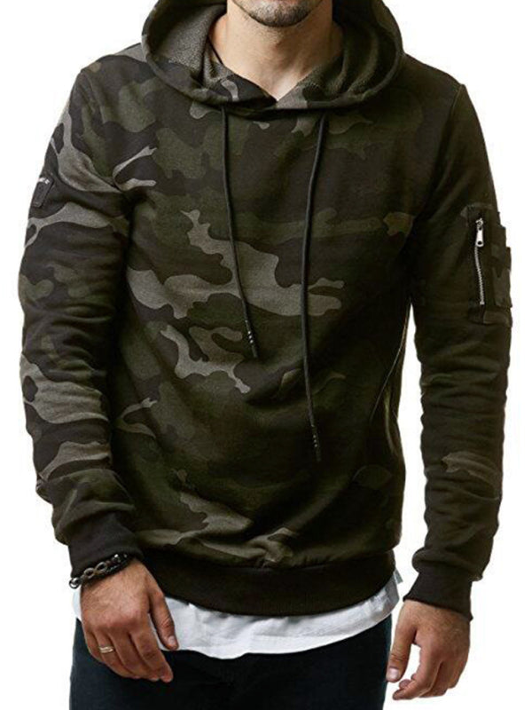 Men's Camouflage Pocket Long-sleeved Hoodie - K - 2 CAMO COLORS -