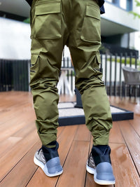 Thumbnail for Men's trendy loose straight multi-pocket cargo pants - K - 4 COLORS -