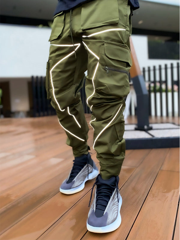 Men's trendy loose straight multi-pocket cargo pants - K - 4 COLORS -