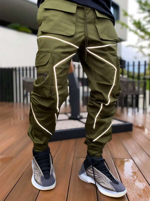 Men's trendy loose straight multi-pocket cargo pants - K - 4 COLORS -