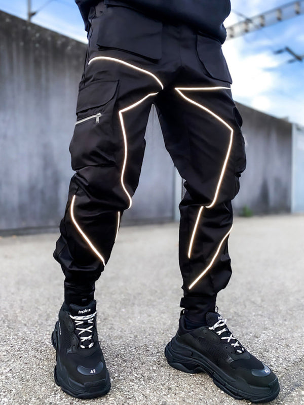 Men's trendy loose straight multi-pocket cargo pants - K - 4 COLORS -