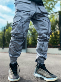 Thumbnail for Men's trendy loose straight multi-pocket cargo pants - K - 4 COLORS -