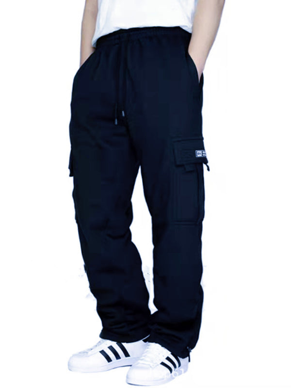 New sports and leisure loose foot multi-pocket tether men's loose overalls trousers - K - 7 COLORS -