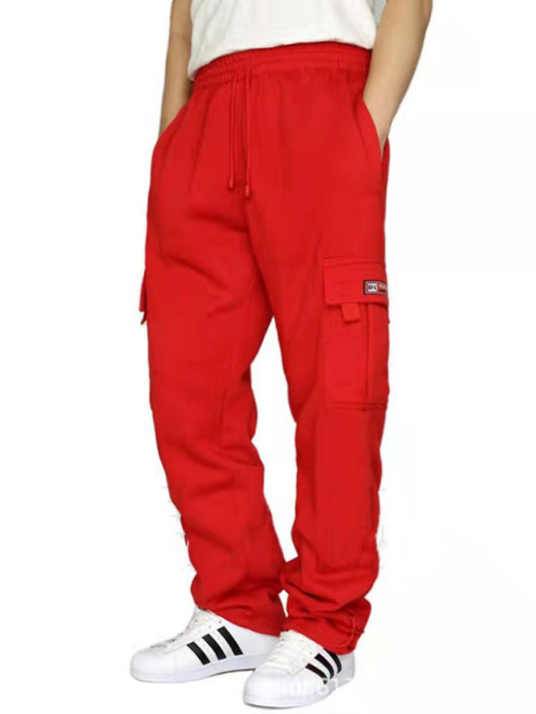 New sports and leisure loose foot multi-pocket tether men's loose overalls trousers - K - 7 COLORS -