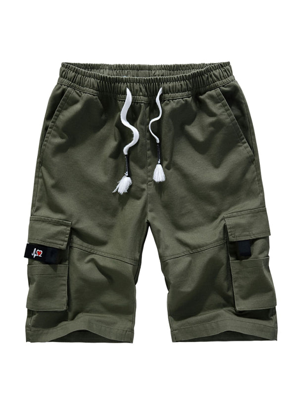 Men's Solid Color Casual Multi-Pocket Cargo Shorts - K - 6 COLORS / CAMOS -