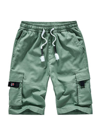 Thumbnail for Men's Solid Color Casual Multi-Pocket Cargo Shorts - K - 6 COLORS / CAMOS -