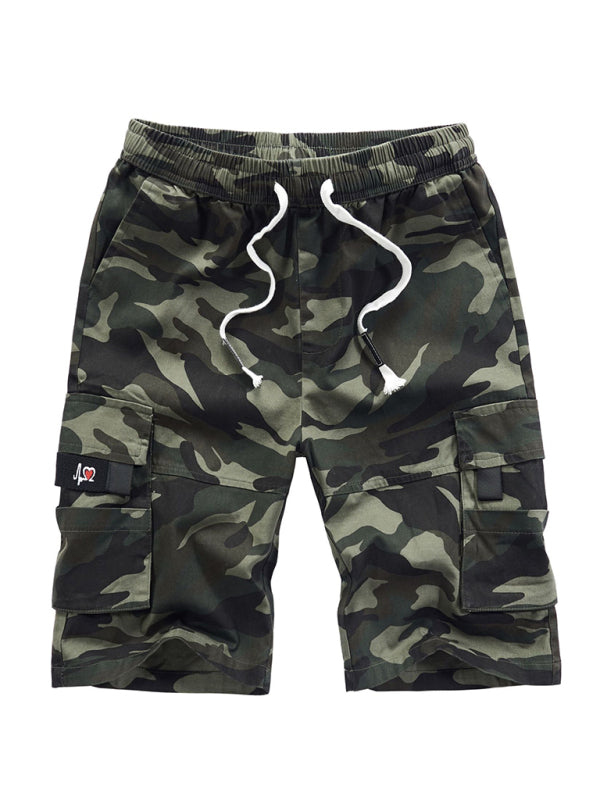 Men's Solid Color Casual Multi-Pocket Cargo Shorts - K - 6 COLORS / CAMOS -