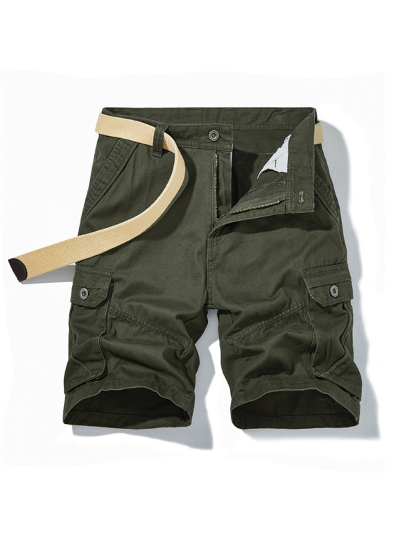 Men's Solid Color Casual Multi-Pocket Cargo Shorts - K - 5 COLORS -