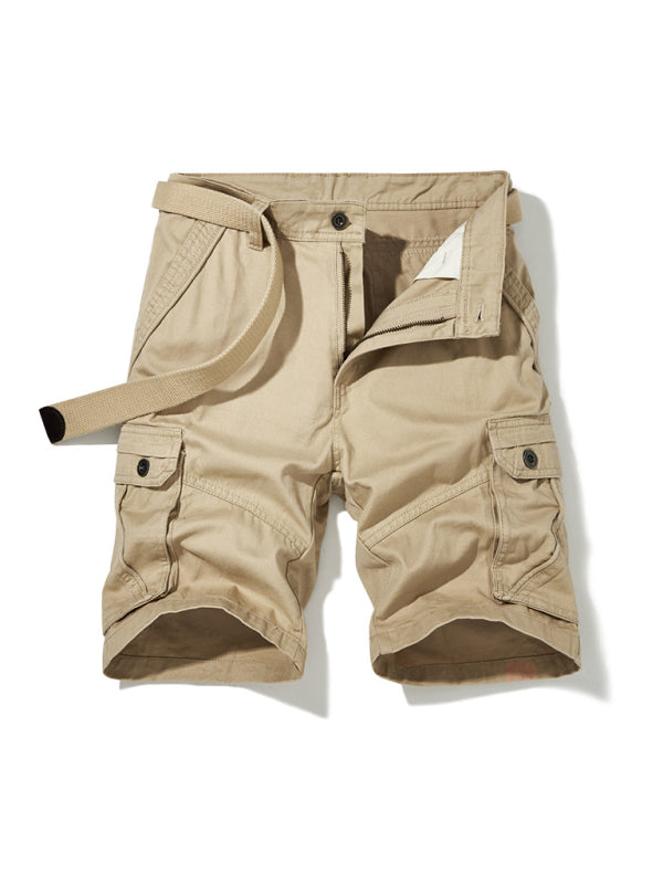 Men's Solid Color Casual Multi-Pocket Cargo Shorts - K - 5 COLORS -