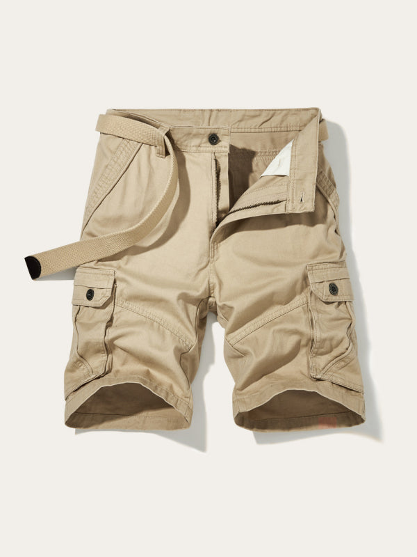 Men's Solid Color Casual Multi-Pocket Cargo Shorts - K - 5 COLORS -