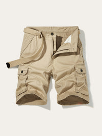 Thumbnail for Men's Solid Color Casual Multi-Pocket Cargo Shorts - K - 5 COLORS -