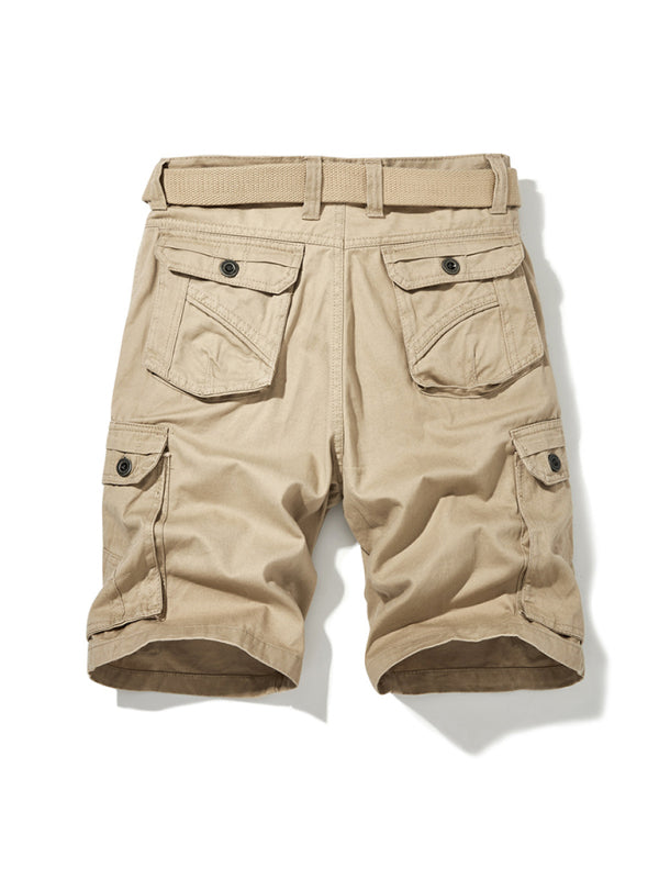 Men's Solid Color Casual Multi-Pocket Cargo Shorts - K - 5 COLORS -