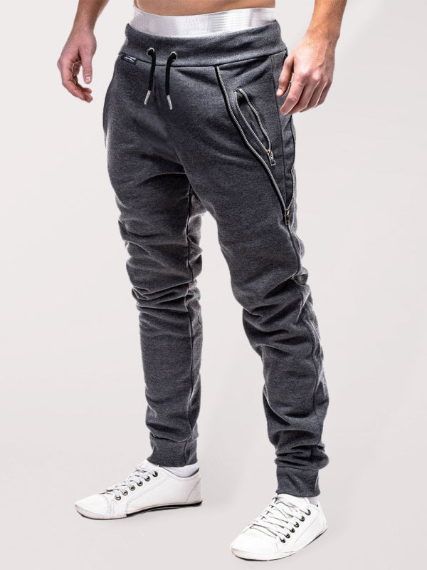 Men's fashion casual personalized zipper trim trousers - K - 3 COLORS -