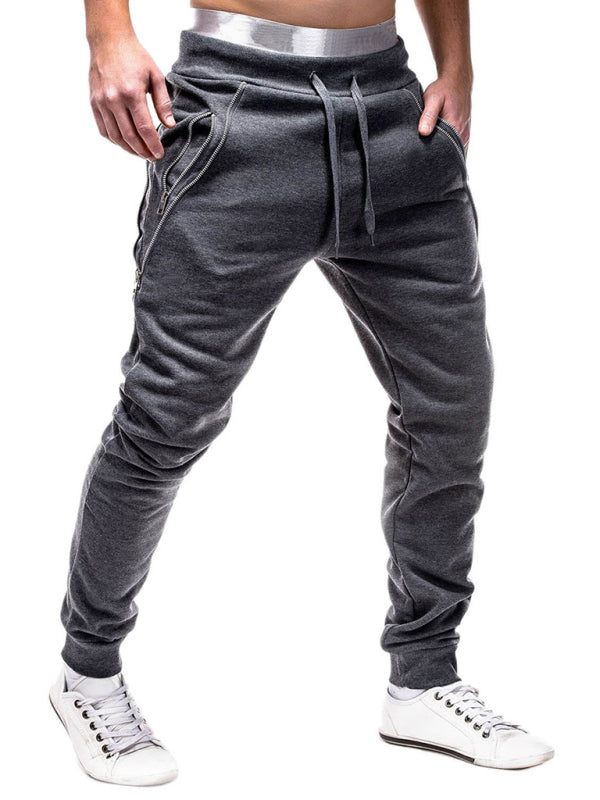 Men's fashion casual personalized zipper trim trousers - K - 3 COLORS -