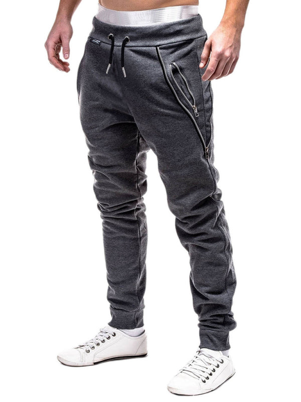 Men's fashion casual personalized zipper trim trousers - K - 3 COLORS -