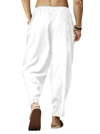 Thumbnail for Men's casual loose cotton and linen drawstring lantern pencil pants - K - 7 COLORS -