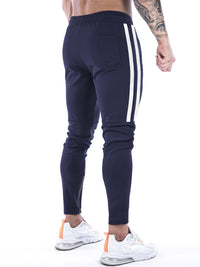 Thumbnail for Men's Contrasting Stripe Zippered Training Sweatpants - K - 5 COLORS -