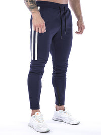 Thumbnail for Men's Contrasting Stripe Zippered Training Sweatpants - K - 5 COLORS -