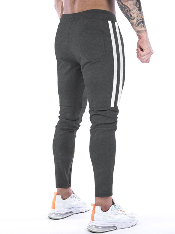 Men's Contrasting Stripe Zippered Training Sweatpants - K - 5 COLORS -