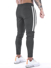 Thumbnail for Men's Contrasting Stripe Zippered Training Sweatpants - K - 5 COLORS -