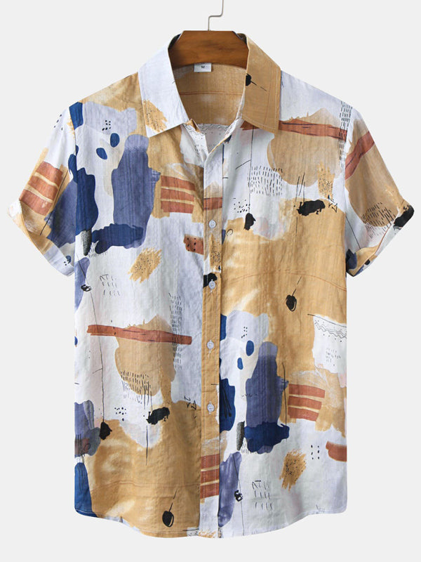 Hawaiian Style Casual Beach Vacation Printed Men's Shirt - K - 19 PATTERNS -