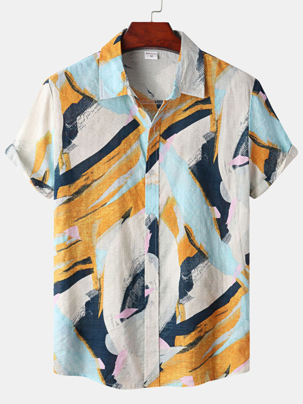 Hawaiian Style Casual Beach Vacation Printed Men's Shirt - K - 19 PATTERNS -