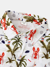 Thumbnail for Men's Floral Print Design Sleeve Beach Vacation Shirt - K - 4 PATTERNS -