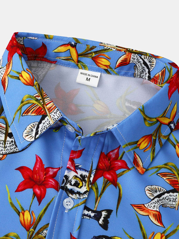 Men's Hawaiian Print Short Sleeve Shirt - K - 1 PATTERN -